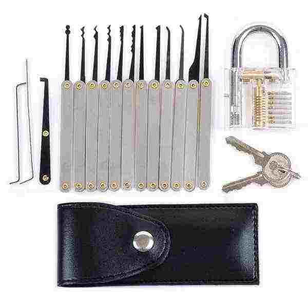 offertehitech-DANIU Transparent Practice Padlocks with 12pcs Unlocking Lock Pick Set Key Extractor Tool Lock Pick Tools