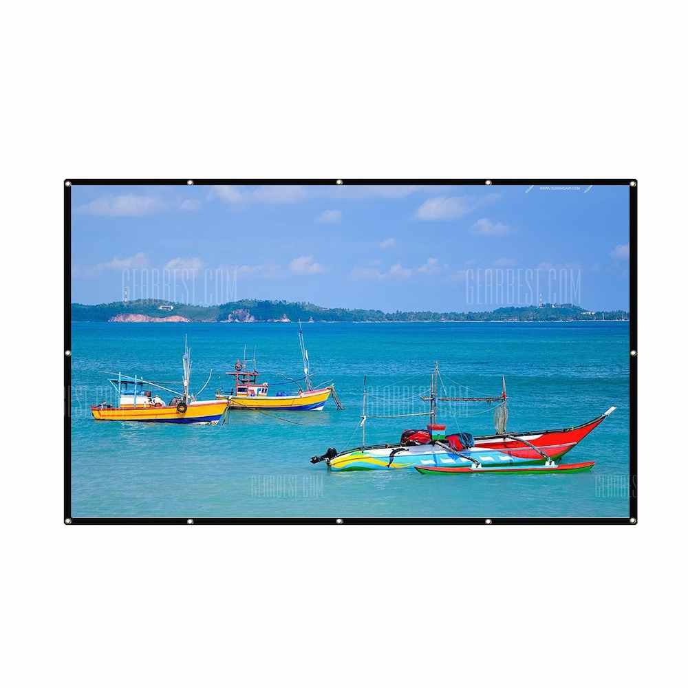 offertehitech-gearbest-Excelvan 100 Inch 16:9 Collapsible White Portable Projector Cloth Screen With Hanging Hole For Home And Outdoor Use