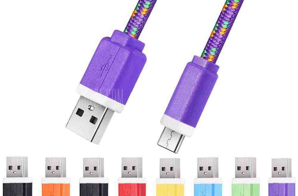 offertehitech-3M Micro USB Flat Braided Charger Cable - PURPLE