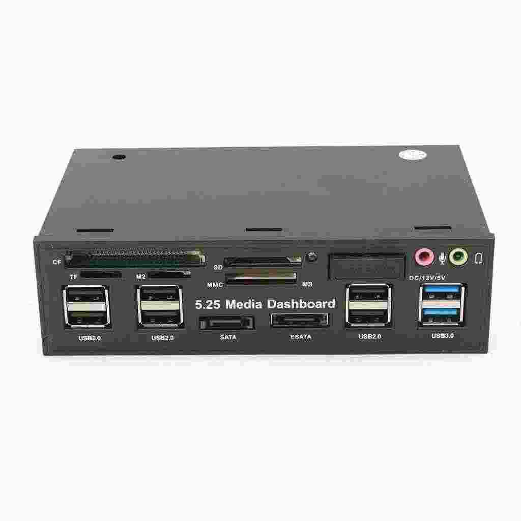 offertehitech-5.25 Pollici USB3.0 Multifunzionale SD TF Lettore di Scheda SATA USB Mozzo Audio Panello Anteriore Media Cruscotto
