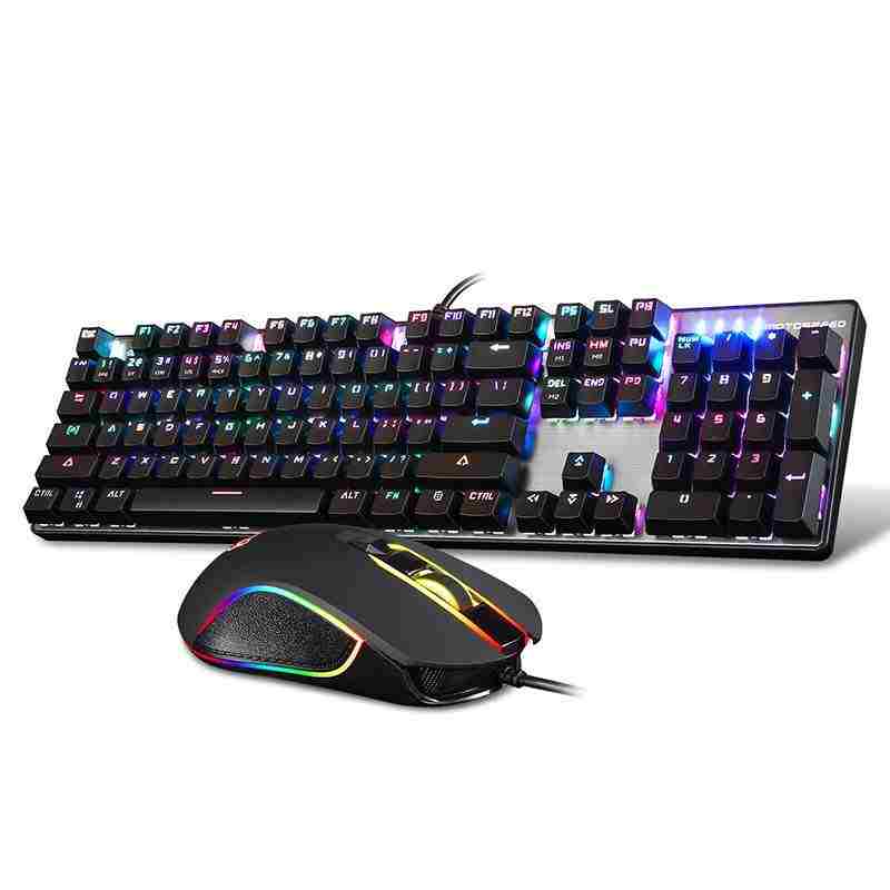 offertehitech-Motospeed CK888 NKRO Blu Switch 104 Tasti Tastiera Meccanica Gaming e Mouse Set Combinato