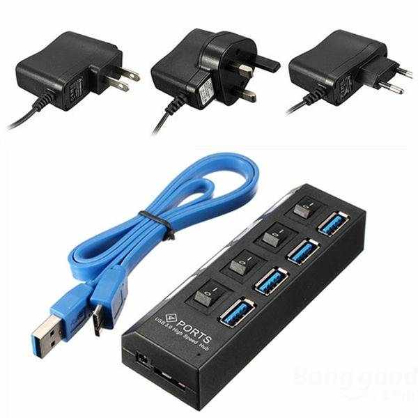 offertehitech-4 porte usb 3.0 hub on / off adattatore AC interruttore