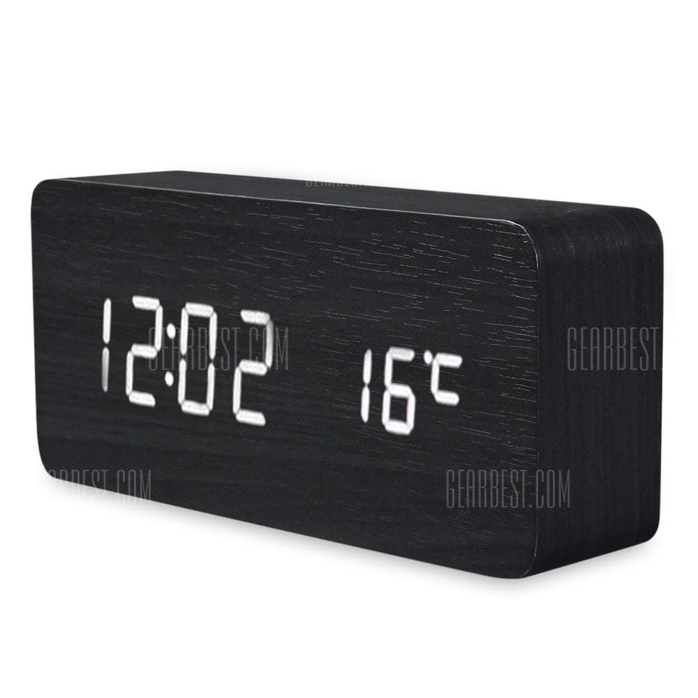 offertehitech-AJ6035 LED Wooden Clock - WHITE