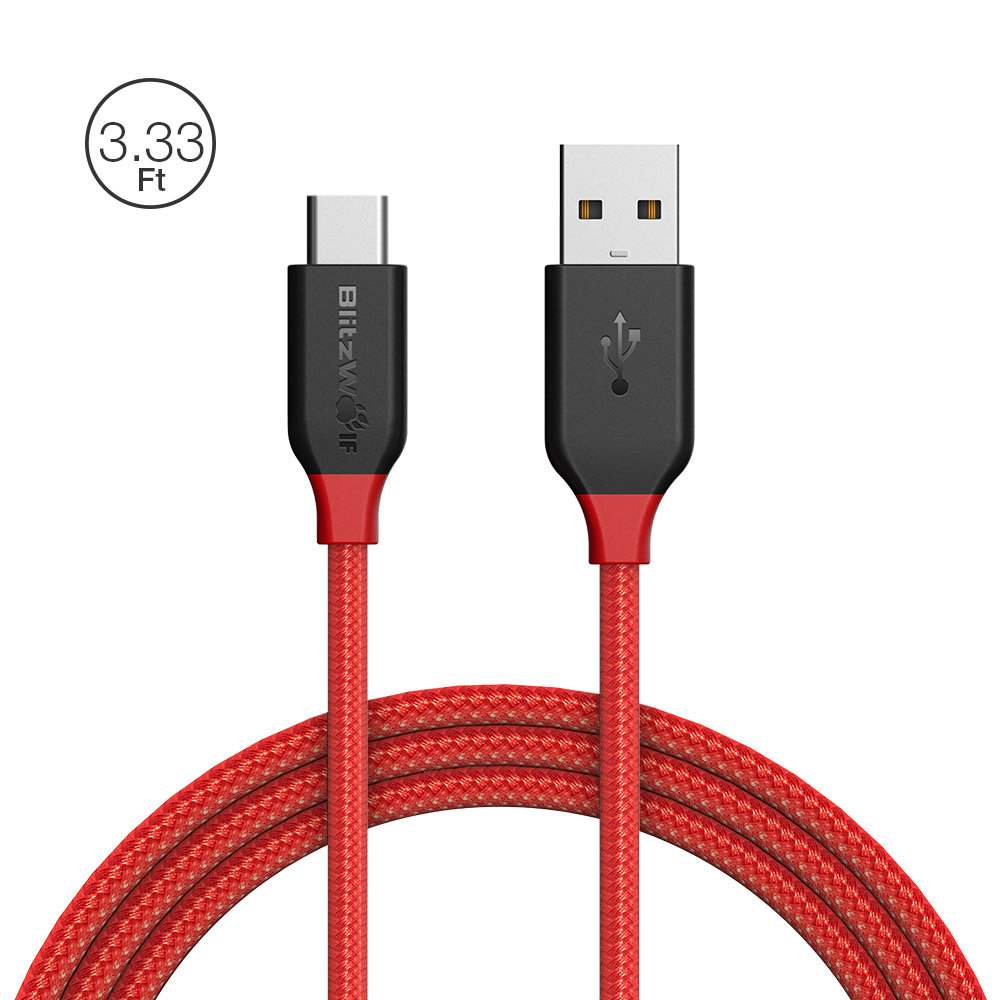 offertehitech-BlitzWolf® Ampcore BW-TC5 3A Tipo-C USB Intrecciato Cavo di Ricarica dei Dati 3.33ft / 1m con Nastro di Velcro