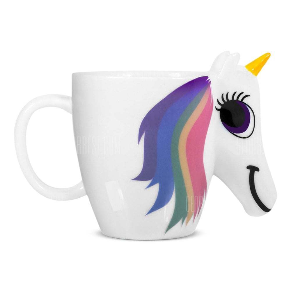 offertehitech-Magic Unicorn Mug Ceramic Heat Sensitive Color Changing Cup - WHITE