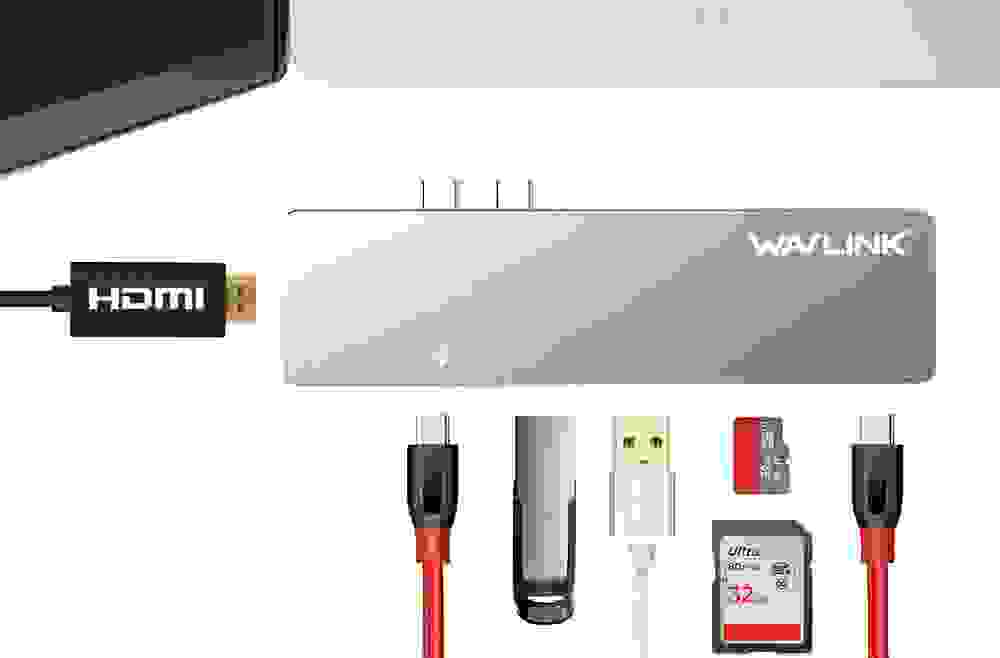 offertehitech-Wavlink WS-UHP3405M Dual Thunderbolt 3 a lettore di schede HDMI USB PD caricamento mini dock per Macbook Pro