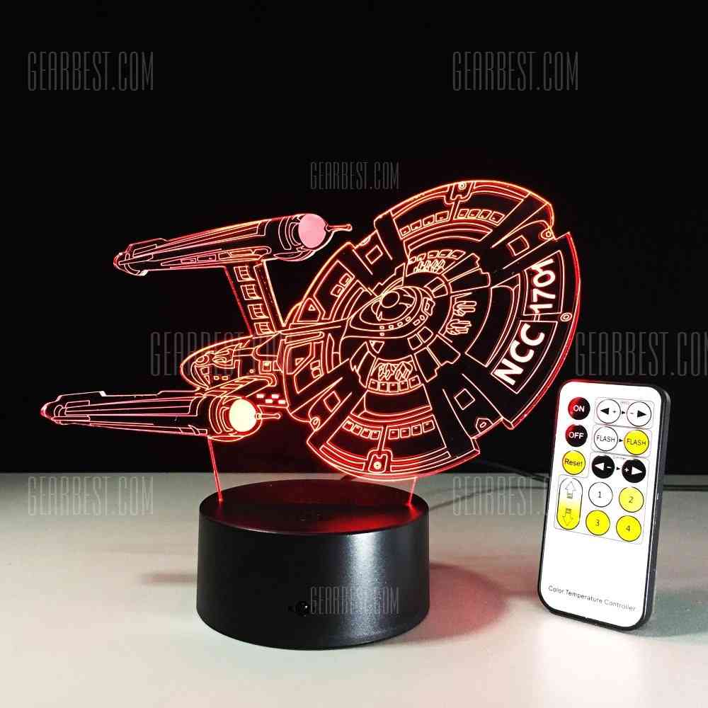 offertehitech-Yeduo 3D Battleship Spacecraft Led Illusion Mood Lamp Bedroom Table Lamp Night Light Bulbing Child Kids Friends Man Family Gifts - COLORMIX