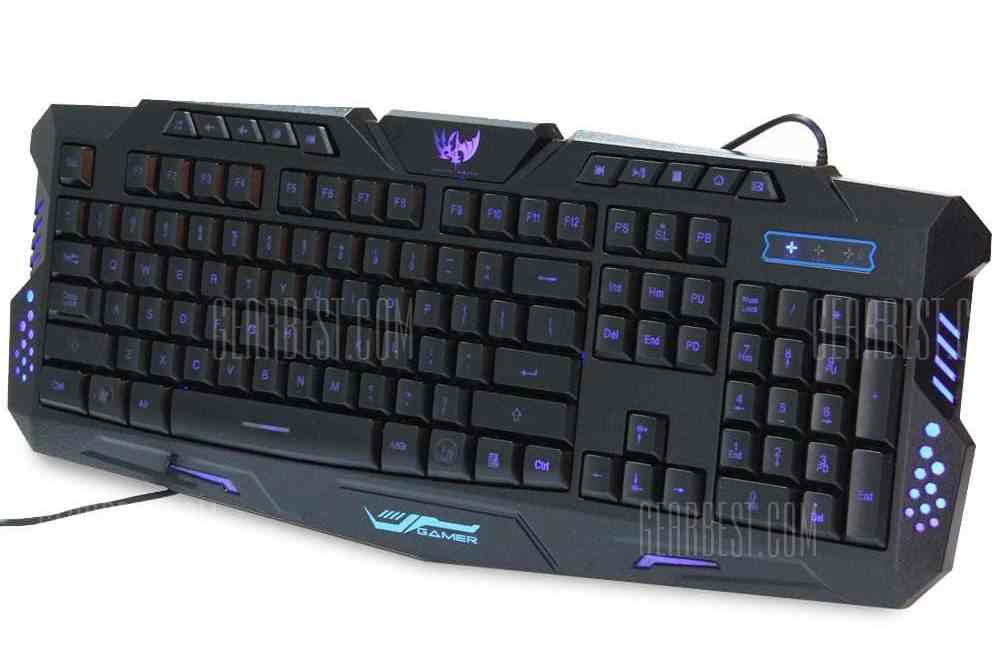 offertehitech-gearbest-A877 104 Keys Three Adjustable Backlight Colors USB Wired Gaming Keyboard for PC Laptop