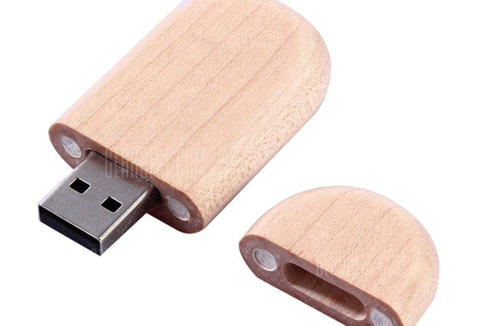 offertehitech-gearbest-Wood Style 64GB USB Memory Flash Drive Data Storage + Wooden Box