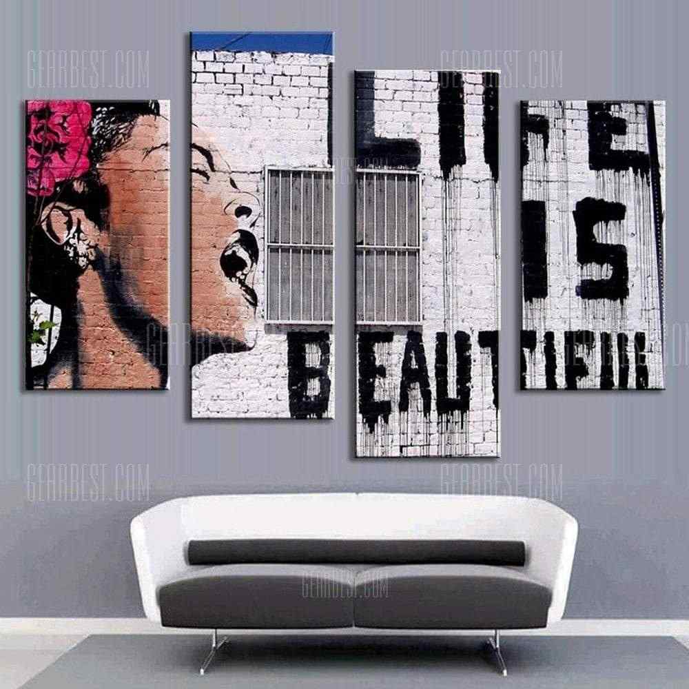 offertehitech-4PCS Printed Western Style Painting Canvas Print - COLORMIX
