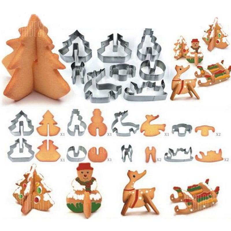 offertehitech-Hoard 8PCS 3D Christmas Scenario Cookie Cutter Mold Set