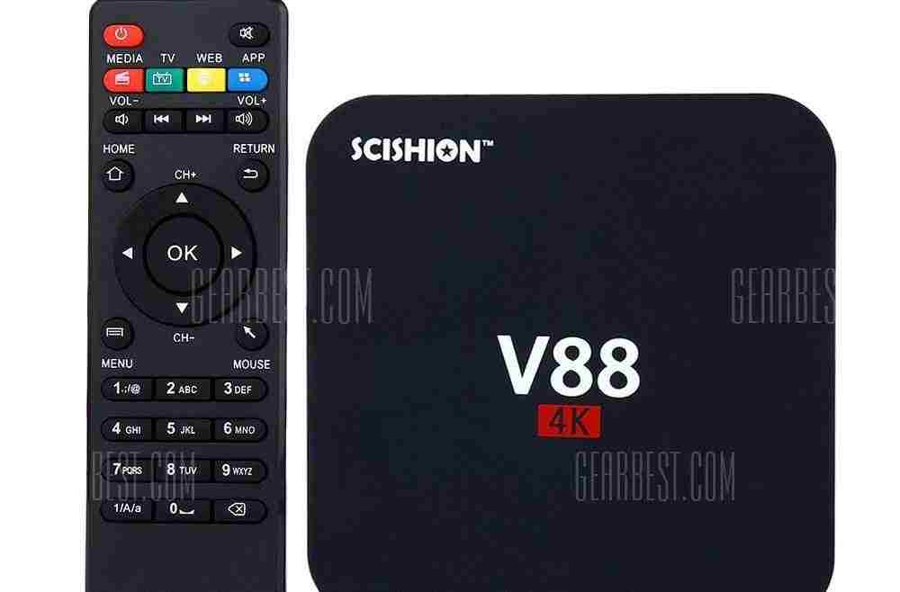 offertehitech-SCISHION V88 TV Box Player Rockchip 3229 Quad Core - EU PLUG BLACK