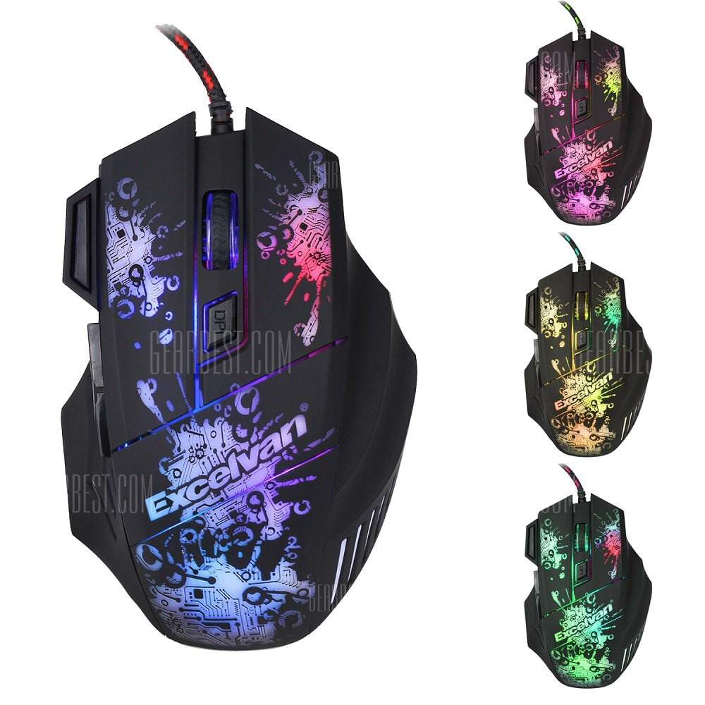offertehitech-gearbest-Excelvan 7 Buttons LED USB Wired Gaming Mouse