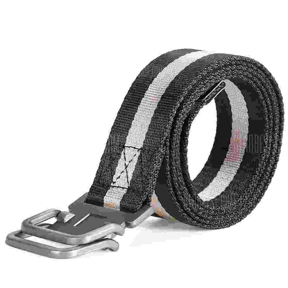 offertehitech-130cm Smooth Striped Nylon Belt with Stylish Zinc Alloy Buckle
