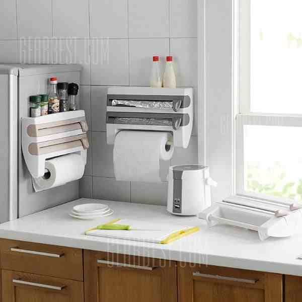 offertehitech-Storage Rack Plastic Wrap Paper Towel Wall-mounted Holder - WHITE
