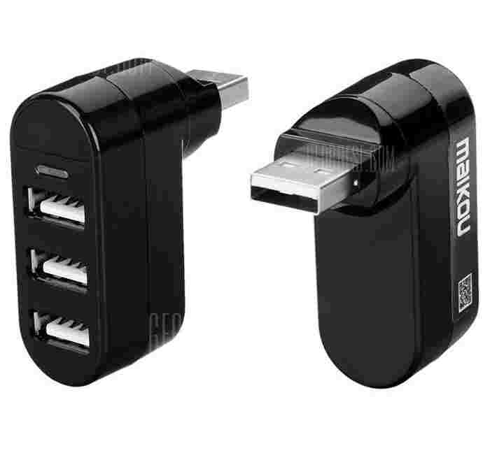 offertehitech-gearbest-Rotatable High Speed 3 Port USB 2.0 Adapter Hub