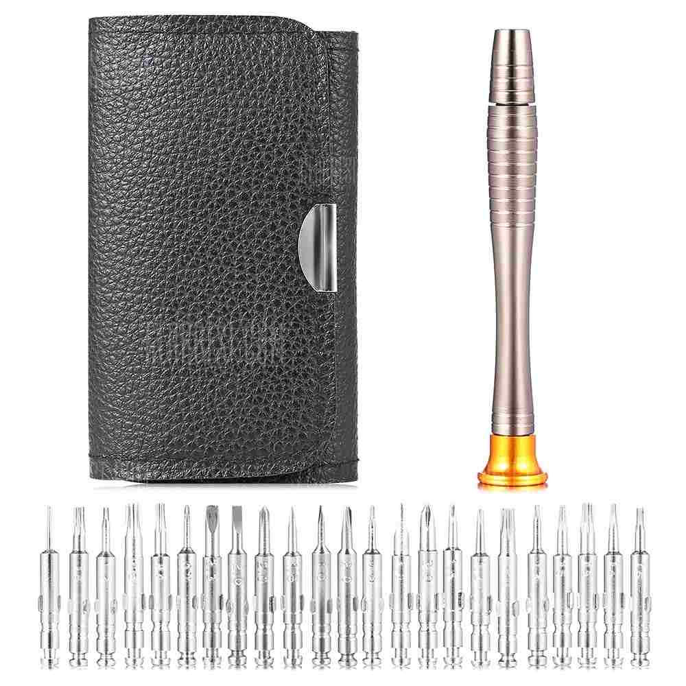 offertehitech-25 in 1 Screwdriver Wallet Kit Repair Tools - SILVER+GOLDEN