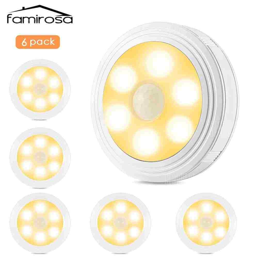 offertehitech-6PCS Famirosa LED Night Light with Human Body Induction - WARM WHITE LIGHT