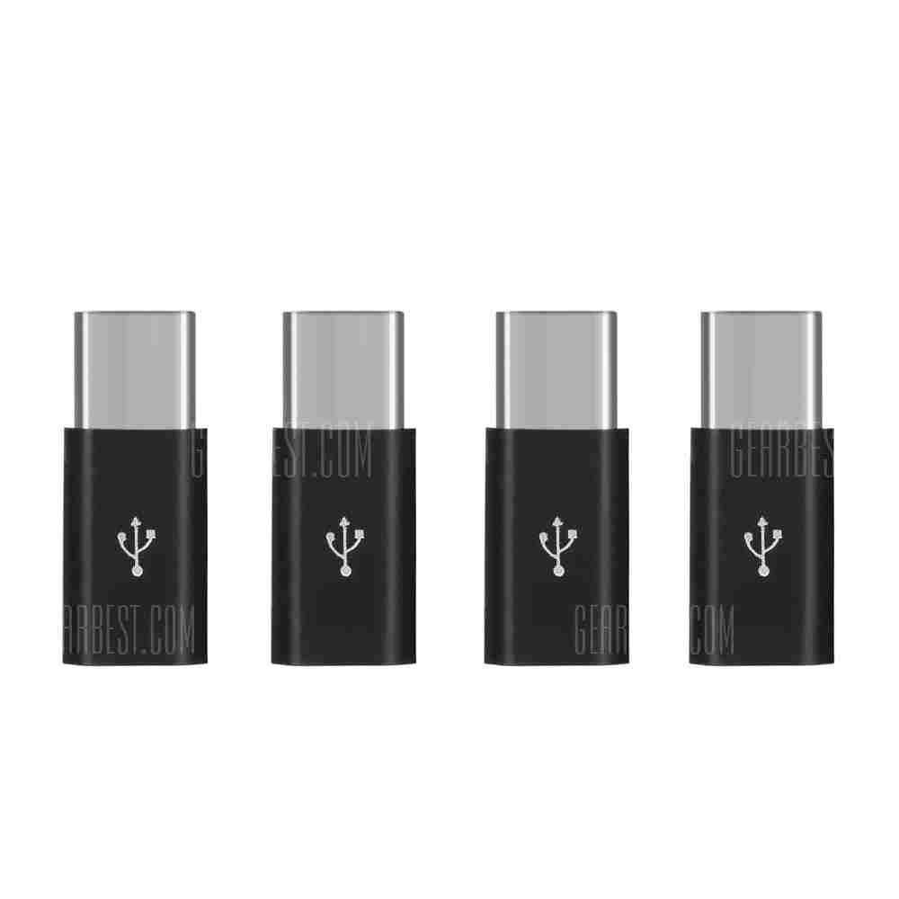 offertehitech-ANDE 4 Pack Type C Adapter Micro USB to USB C Adapter Data Syncing and Charging Black - BLACK