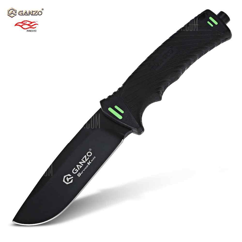 offertehitech-GANZO G8012 - BK Fixed Blade Knife with Sharper - BLACK