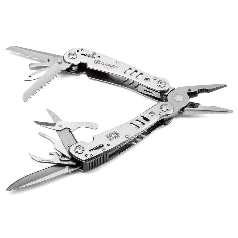 offertehitech-Ganzo G302-H 12 in 1 Multi-function Folding Pliers - SILVER