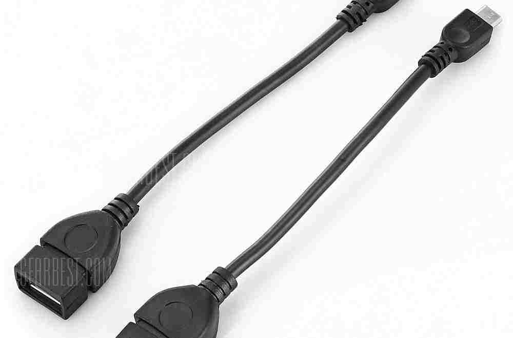 offertehitech-Micro USB Male to USB Female OTG Cable Adapter 2PCS - BLACK