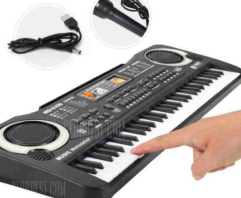 offertehitech-Multi-function 61 Keys Keyboard Electronic Organ with Microphone Music Simulation Piano Children Toys - BLACK