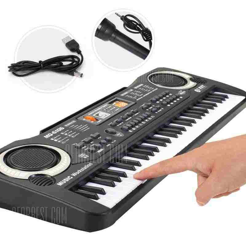 offertehitech-Multi-function 61 Keys Keyboard Electronic Organ with Microphone Music Simulation Piano Children Toys - BLACK