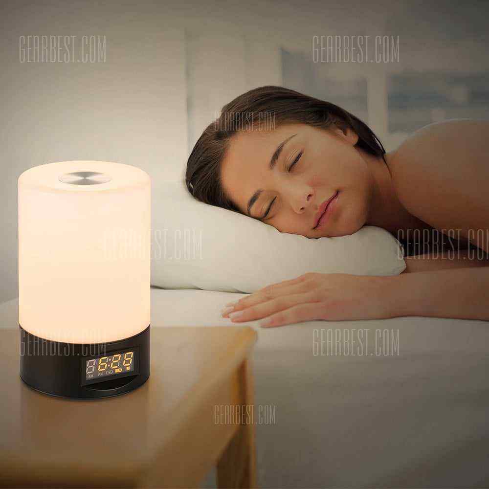 offertehitech-Wake Up Light Touch Sensor Clock LED Bedside Lamp - BLACK