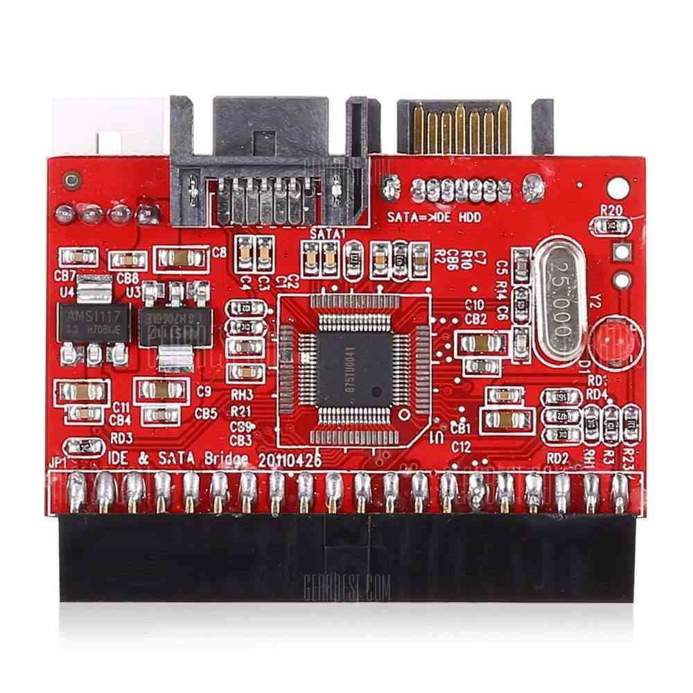 offertehitech-gearbest-40 Pin Female IDE to SATA Bidirectional Adapter Card