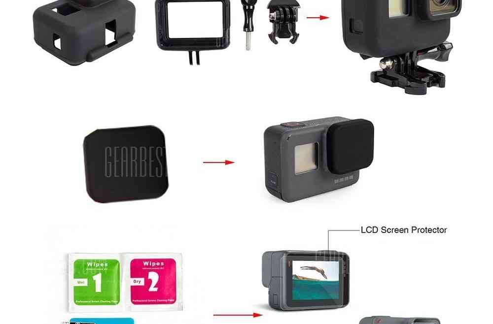 offertehitech-gearbest-6 in 1 Accessories Kit for Gopro Hero 5 Black