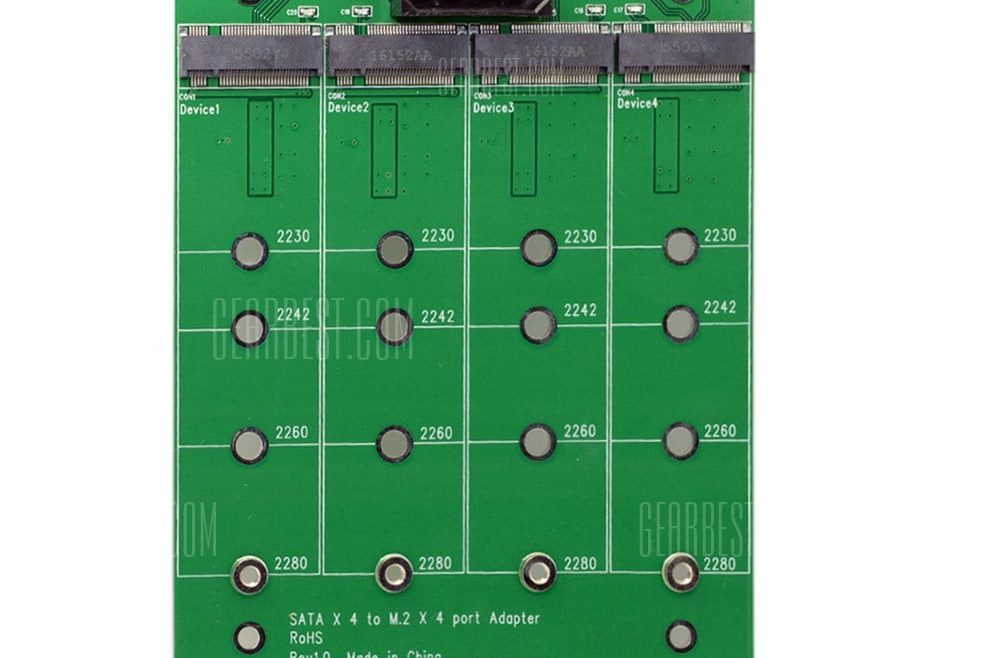 offertehitech-gearbest-CY SA - 209 4 x SATA to 4 x M.2 NGFF Converter Card
