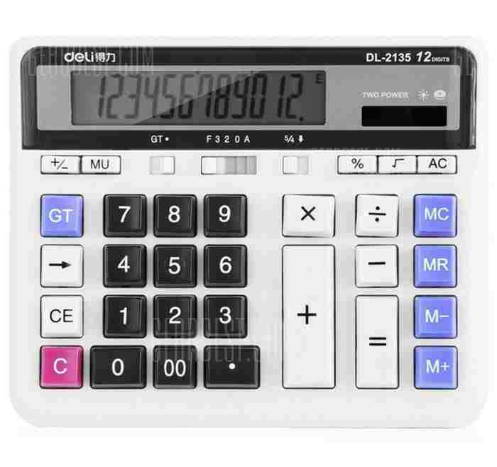 offertehitech-gearbest-Deli 2135 Solar Powered Desktop Calculator