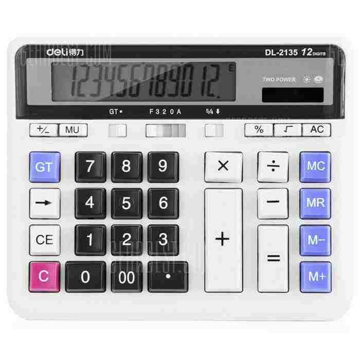 offertehitech-gearbest-Deli 2135 Solar Powered Desktop Calculator