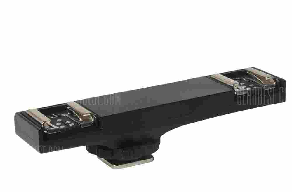 offertehitech-gearbest-Dual Hot Shoe Flash Speedlite Light Bracket Splitter for Canon Camera Camcorder