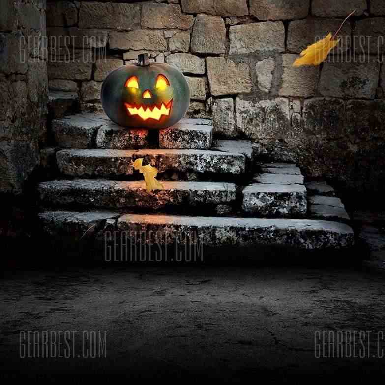 offertehitech-gearbest-Halloween Pumpkin Cemetery Leaves Silk Photography Cloth