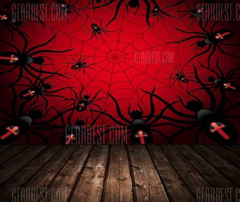 offertehitech-gearbest-Halloween Spider Theme Silk Photography Background Cloth
