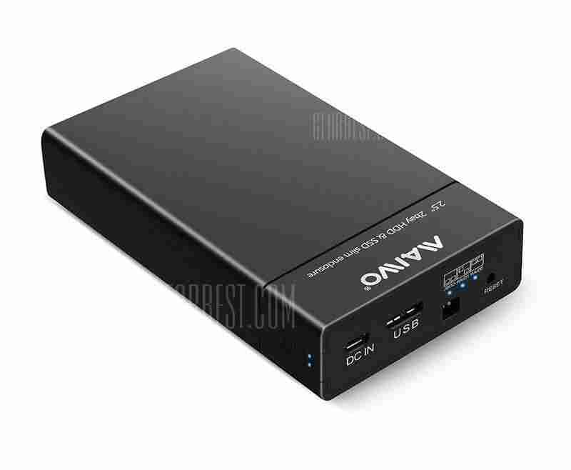 offertehitech-gearbest-Maiwo K25682 2 Bay 2.5 inch SATA HDD USB Raid Enclosure Storage