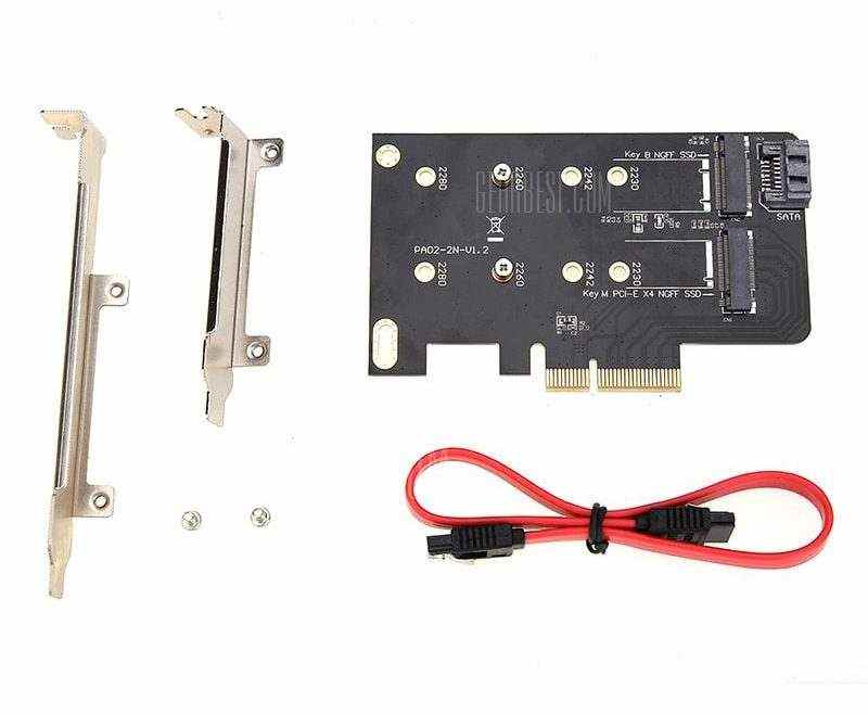 offertehitech-gearbest-NGFF M.2 to PCI-E 4X Converter SSD Adapter Card B + M Key
