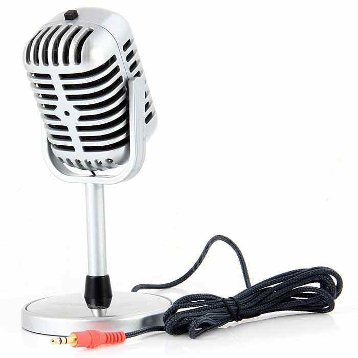 offertehitech-gearbest-NW - 058 Professional Omnidirectional 3.5mm Dual Track Microphone for Desk PC and Notebook with Recording Function - Silver