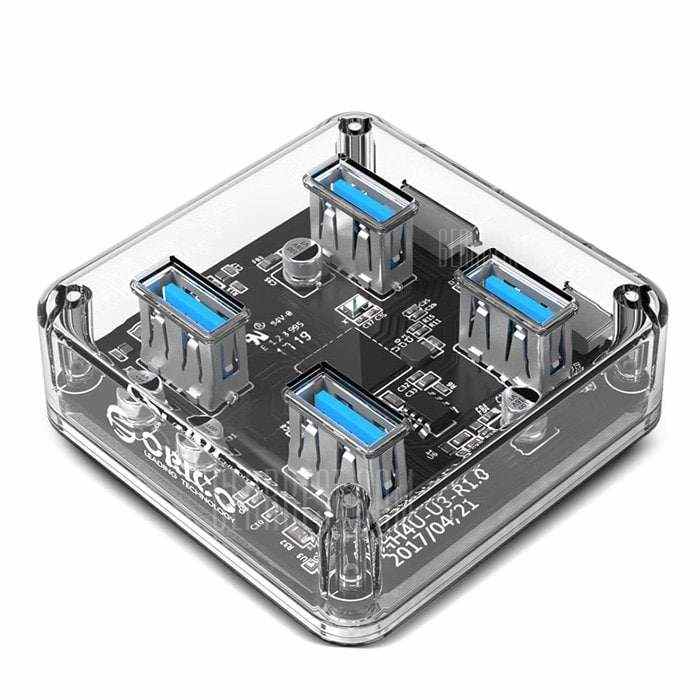 offertehitech-gearbest-ORICO 4 Ports Transparent USB3.0 Hub Charging Station
