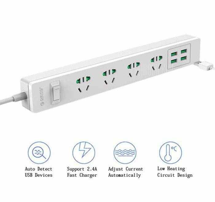 offertehitech-gearbest-ORICO Surge Protector USB Charging Station Power Strip with 4 AC Outlet 4 Smart USB Charger Port