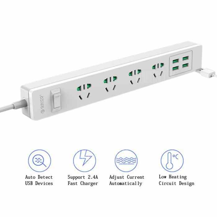 offertehitech-gearbest-ORICO Surge Protector USB Charging Station Power Strip with 4 AC Outlet 4 Smart USB Charger Port