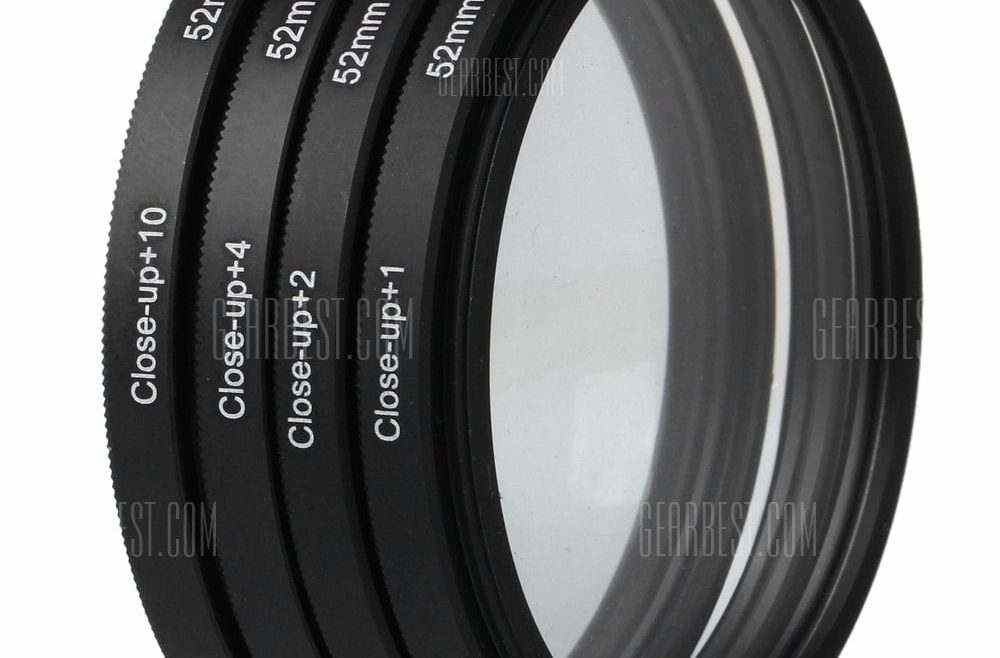 offertehitech-gearbest-Optics 52mm +1 +2 +4 +10 Close-Up Macro Filter Set with Pouch for Nikon Nikon Sony Digital SLR Camera Lens