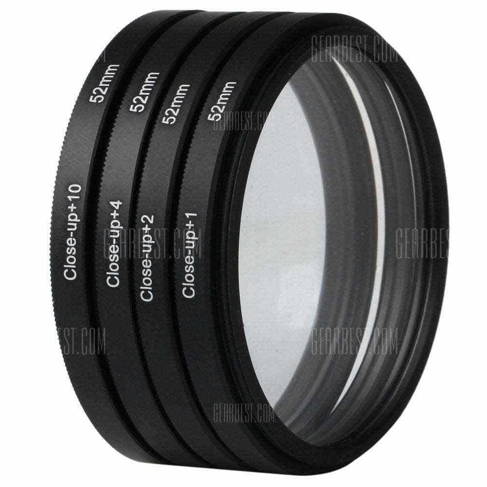 offertehitech-gearbest-Optics 52mm +1 +2 +4 +10 Close-Up Macro Filter Set with Pouch for Nikon Nikon Sony Digital SLR Camera Lens