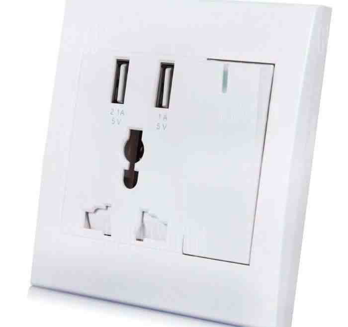 offertehitech-gearbest-RNAi 901 2 Port USB Switch Universal Socket Charging Wall Panel
