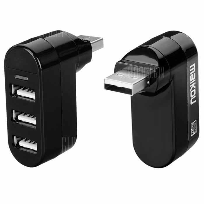 offertehitech-gearbest-Rotatable High Speed 3 Port USB 2.0 Adapter Hub