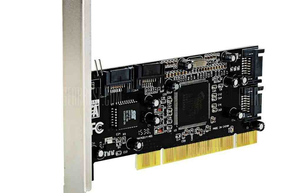 offertehitech-gearbest-Upgrade PCI to SATA 4-Port 3114 Raid Card - Black