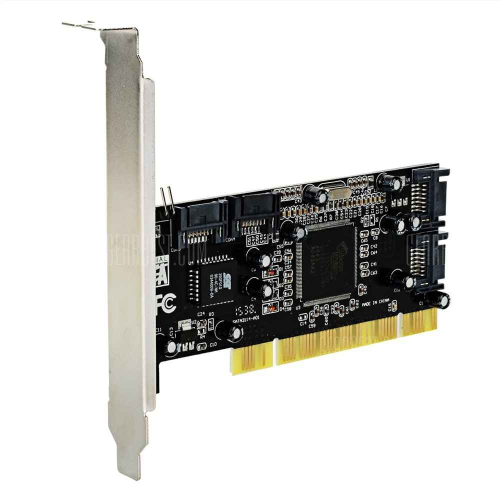 offertehitech-gearbest-Upgrade PCI to SATA 4-Port 3114 Raid Card - Black