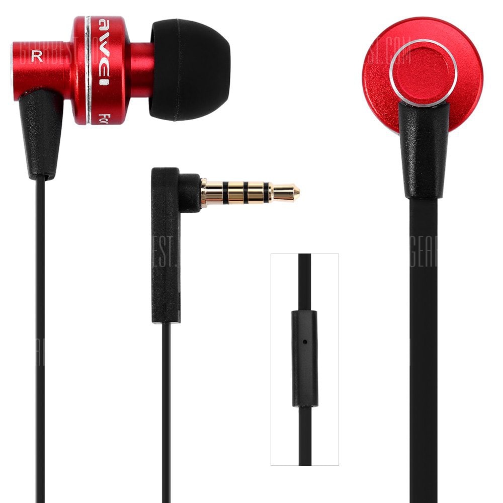 offertehitech-gearbest-Awei ES  -  900i 1.2m Flat Cable Design In - ear Earphone with Mic for Smartphone Tablet PC